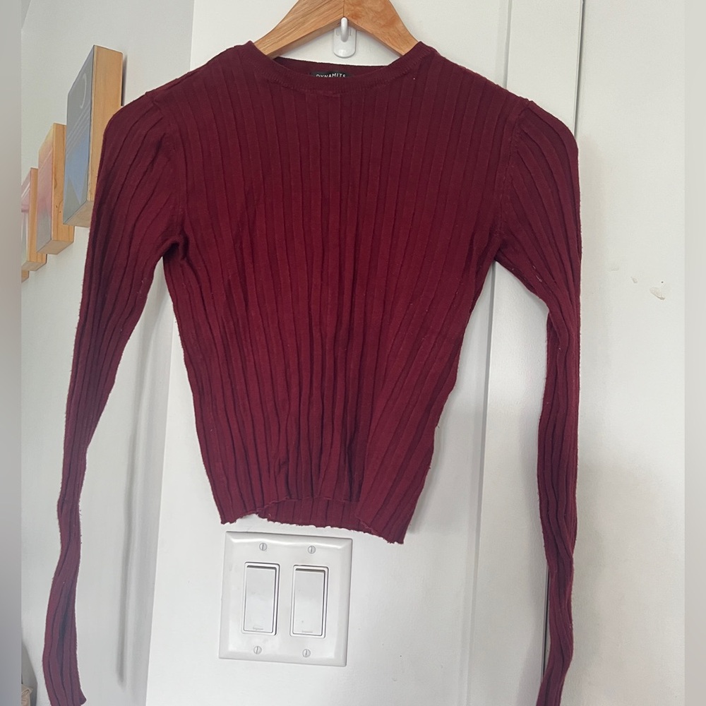 #11 🌺 5/$30 🌺 Dynamite Burgundy ribbed sweater crop top